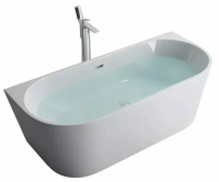 Акриловая ванна ART&MAX AM-519-1700-750 пристенная со сливом-переливом (донный клапан клик-клак, сифон, гидрозатвор в комплекте)