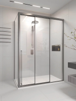 Душевой угол раздвижной 1100х1000x2000 цвет профиля Графит брашинг стекло прозрачное PR3/R-SP-110100-01-GR-C4 Premium Veconi