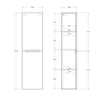 Шкаф подвесной, с двумя распашными дверцами с доводчиками, две полки внутри, правосторонний ETNA-1500-2A-SC-RN-P-R BelBagno