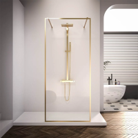Душевая перегородка 1000x2000 KR90G-100-01-C4 цвет профиля Брашированное золото стекло Прозрачное Veconi
