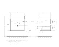Тумба под раковину подвесная с двумя выкатными ящиками MOLVENO 46  Beton MOLVENO 46-60-2C-SO-BET CEZARES
