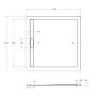 Поддон литой из искусственного мрамора, квадратный TRAY-AS-A-100-30-NERO 1000x1000x30 Cezares
