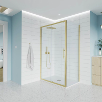 Душевой угол раздвижной E1-SP-G-17090-01-C9 1700х900x1950 Цвет профиля Золото брашинг Стекло  Прозрачное Veconi